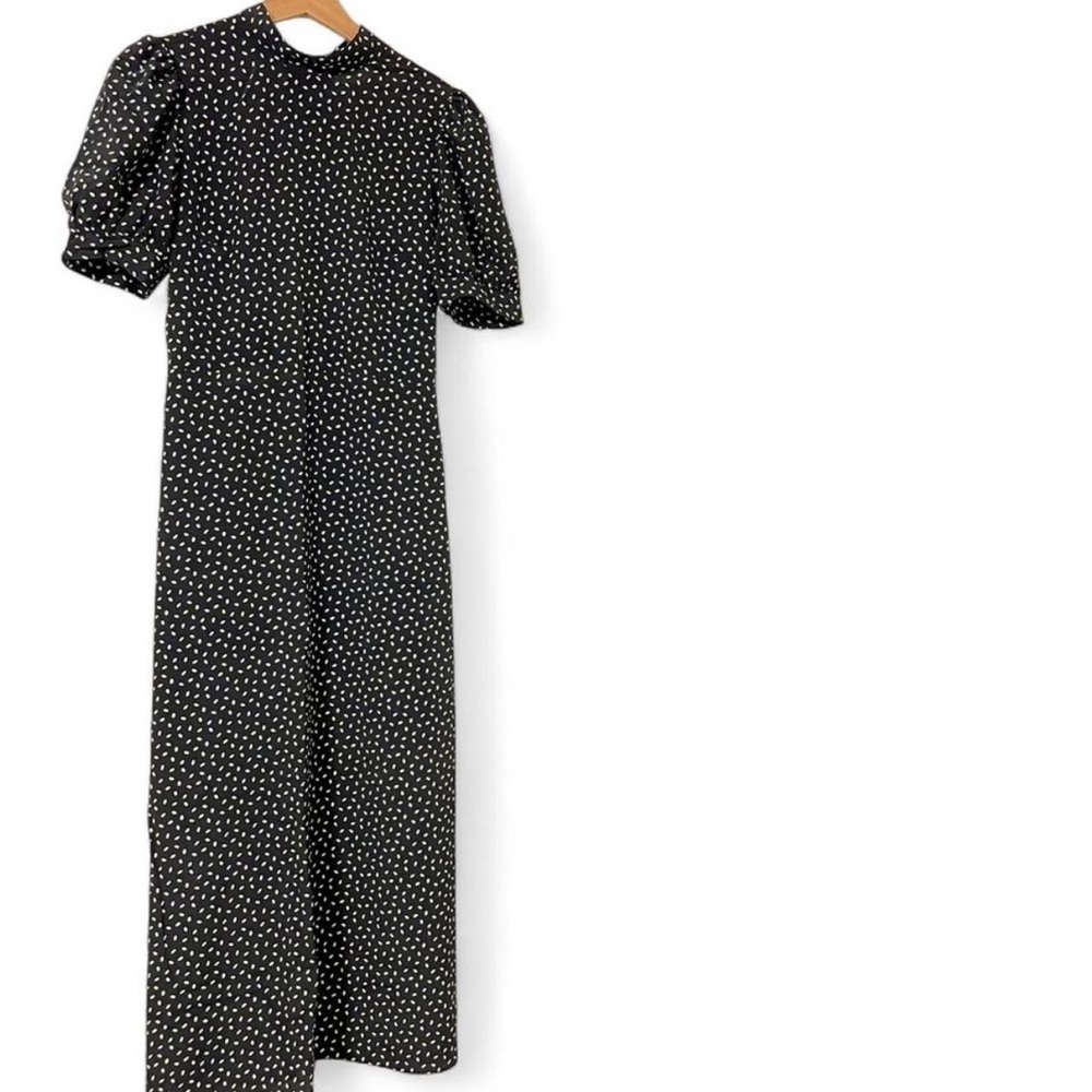 TOPSHOP Black Polka Dot Dress with Open Back and Bow